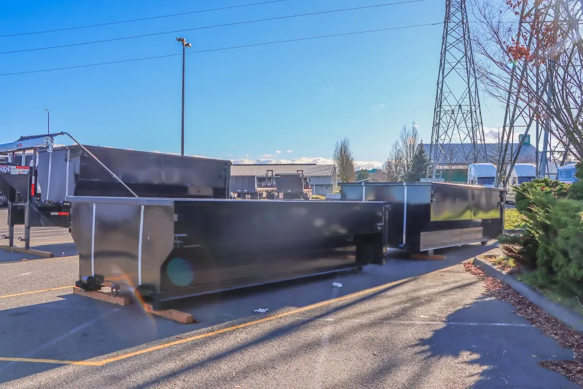 Roll-off dumpster ready for waste disposal at job site for 12 Yard Dumpster Rental in Fairfield